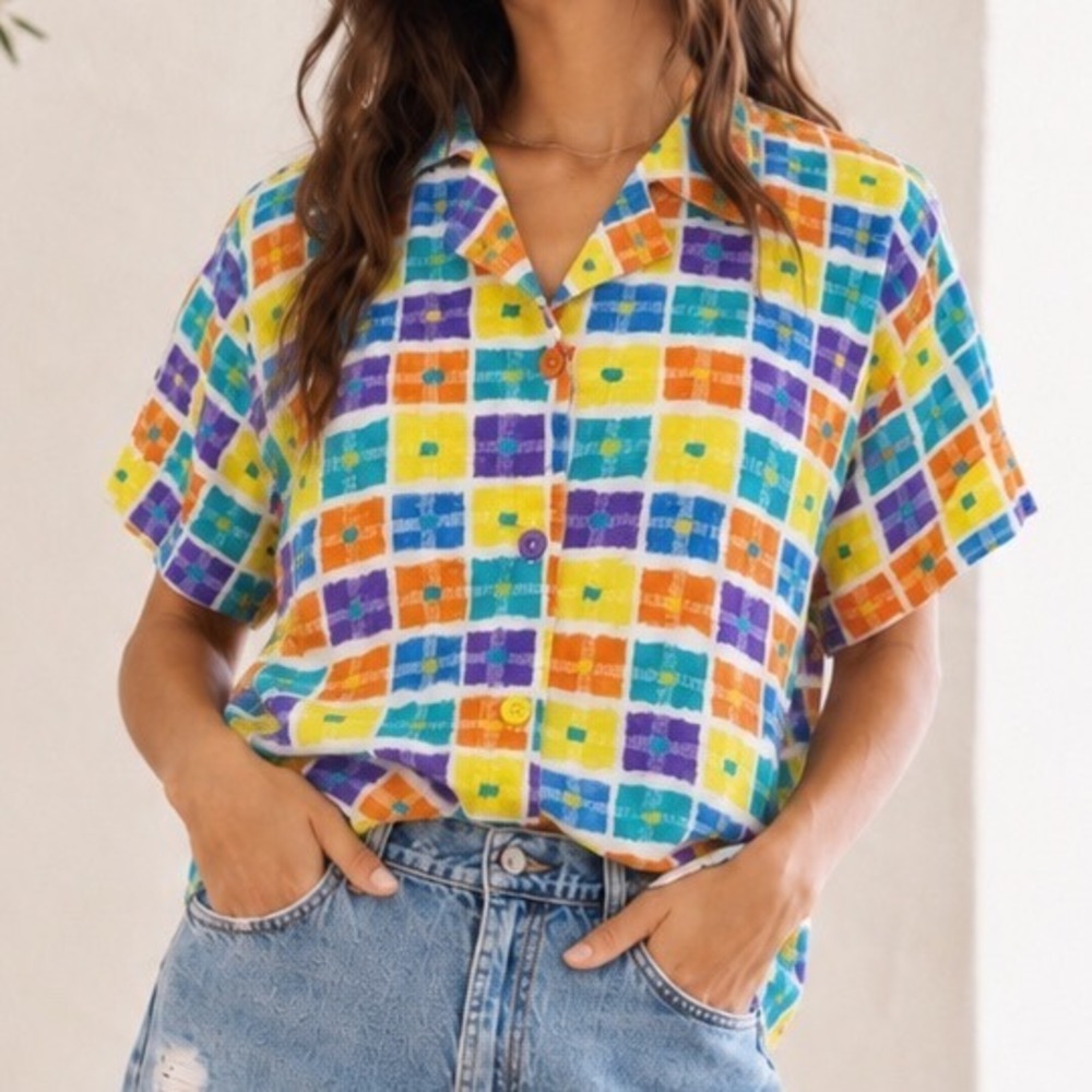 Vintage Jams World Shirt Top Womens XL Extra Large Made in USA Hawaii square EX1
